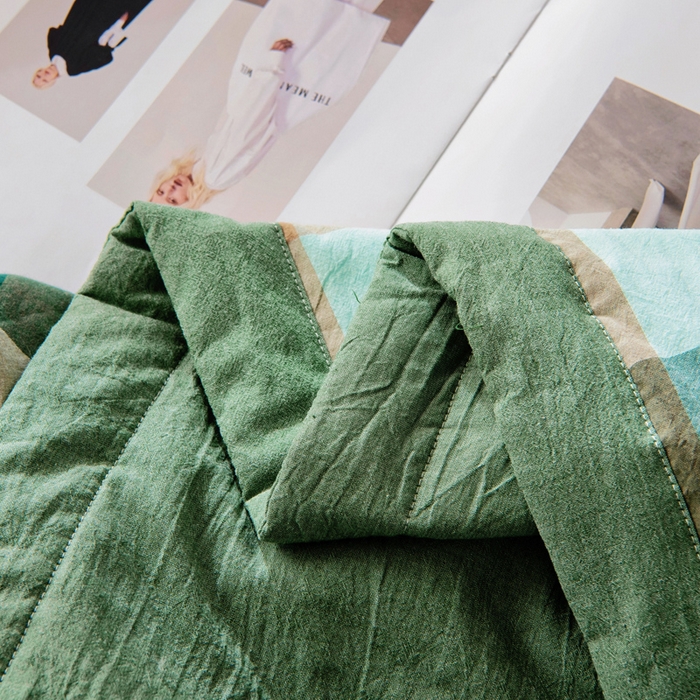 91家纺网 家纺一手货源 找家纺 鑫棉坊 2025新款全棉色织水洗棉A类棉花夏被可机洗空调被四件套床单枕套 澜海