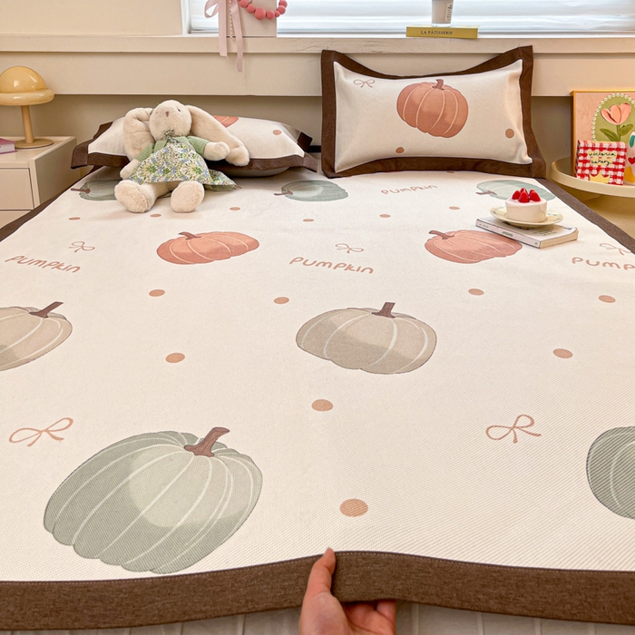 91家纺网 家纺一手货源 找家纺 迪乐妮 2025新款印花真冰藤冰凉席 波点南瓜