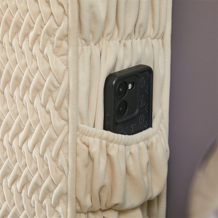 91家纺网 家纺一手货源 找家纺 情恒家纺 2025新款德芙绒工艺款全包床头罩 奶油白