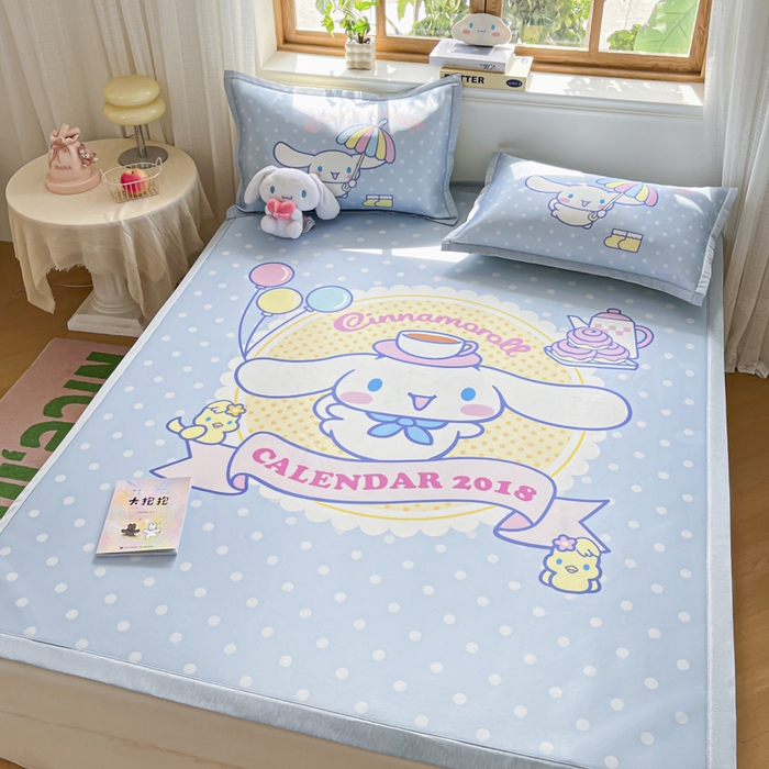 91家纺网 家纺一手货源 找家纺 博雅 2025新款三丽欧A类大版数码印花1200D冰丝凉席凉席席子 欢乐玉桂狗