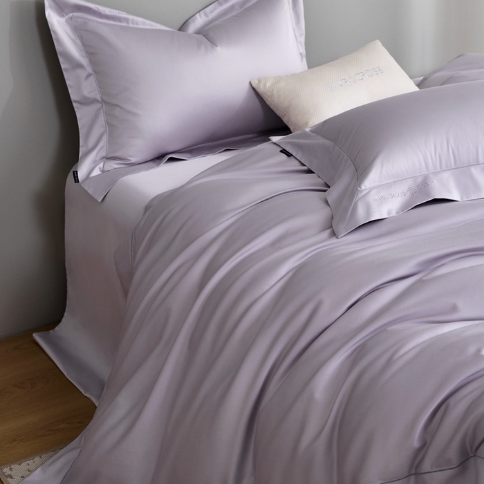 91家纺网 家纺一手货源 找家纺 佳汐蓝 2025新款奢简高支棉柔雾奢缎长绒棉四件套券后不低于628/648元 雾山紫