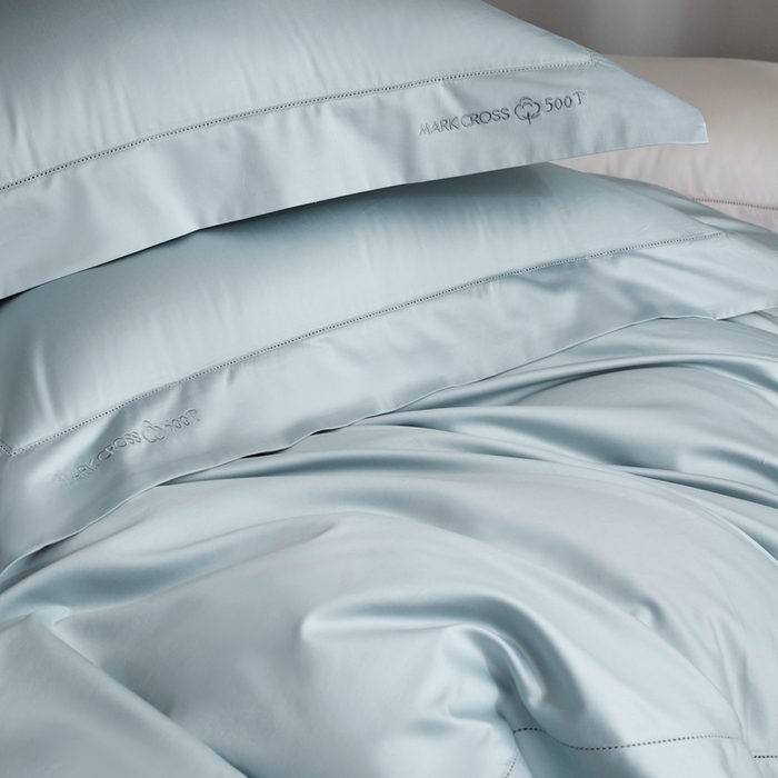 91家纺网 家纺一手货源 找家纺 佳汐蓝 2025新款奢简高支棉柔雾奢缎长绒棉四件套券后不低于628/648元 晴空蓝