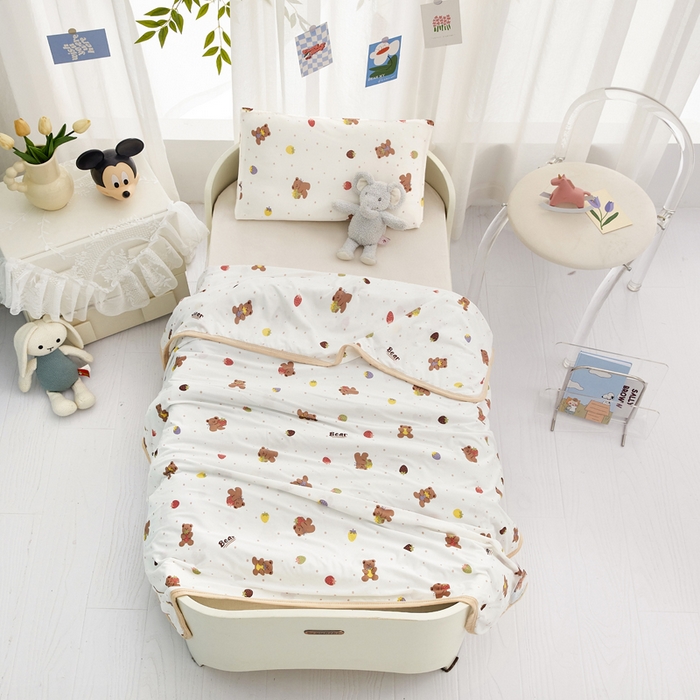 91家纺网 家纺一手货源 找家纺 丝涟家居 2025新款婴儿裸睡级凉感针织毯幼儿园夏被儿童夏被毯子 草莓熊