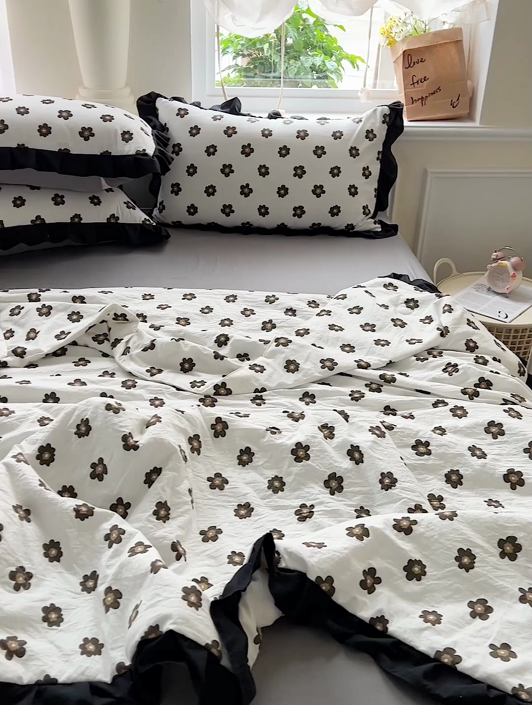 91家纺网 家纺一手货源 找家纺 鑫利来家纺 2025爆款法式赫本风水洗棉韩版荷叶花边云朵棉夏被夏凉被空调被四件套直播爆款 南薇