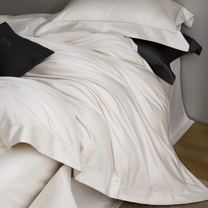 91家纺网 家纺一手货源 找家纺 佳汐蓝 2025新款奢简高支棉柔雾奢缎长绒棉四件套券后不低于628/648元 羊脂白