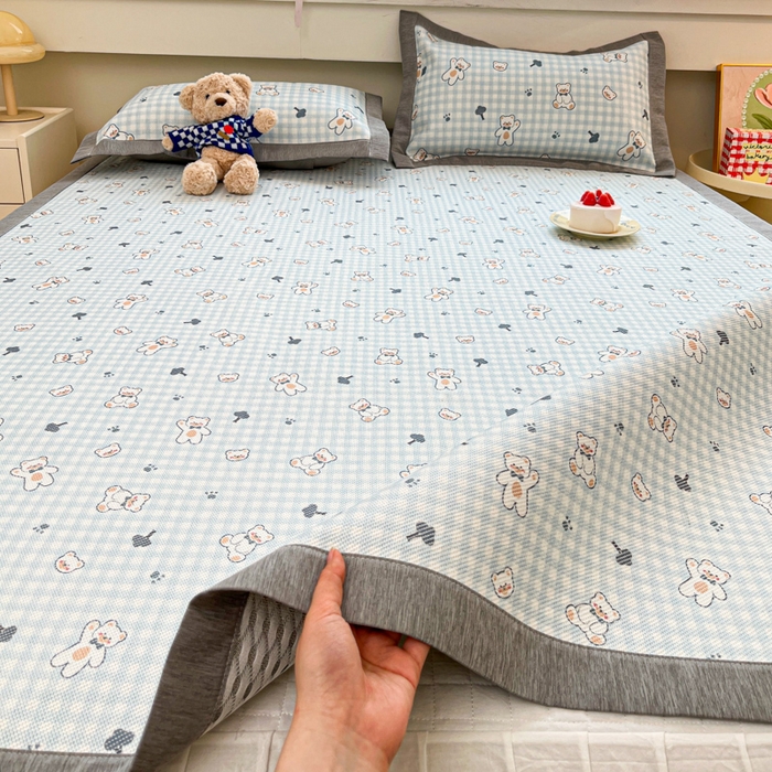 91家纺网 家纺一手货源 找家纺 迪乐妮 2025新款印花真冰藤冰凉席 baby熊