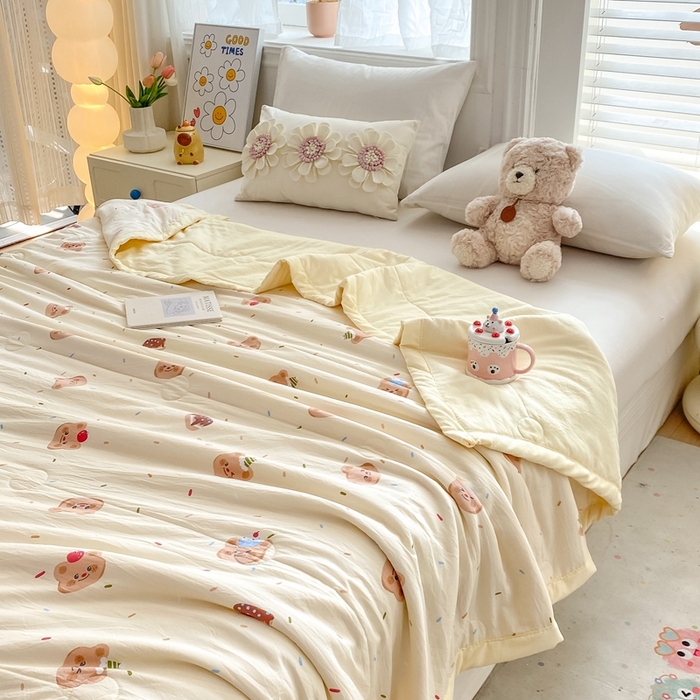 91家纺网 家纺一手货源 找家纺 好睡棉 2025新款柔软裸睡级水洗棉夏被新疆棉花被夏凉被空调被被子 奶油小熊