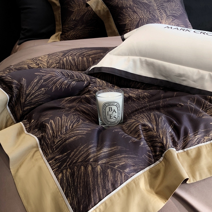 91家纺网 家纺一手货源 找家纺 佳汐蓝2025新款典雅诗意花卉全棉印花四件套券后不低于438/458元 烟火星辰-曜夜黑