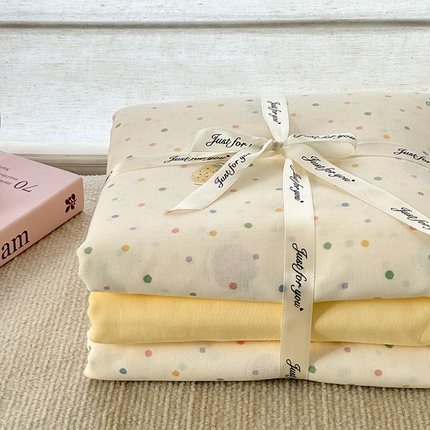 麦伦家居 2025新款全棉有氧双层纱简约款系列四件套 草莓波点