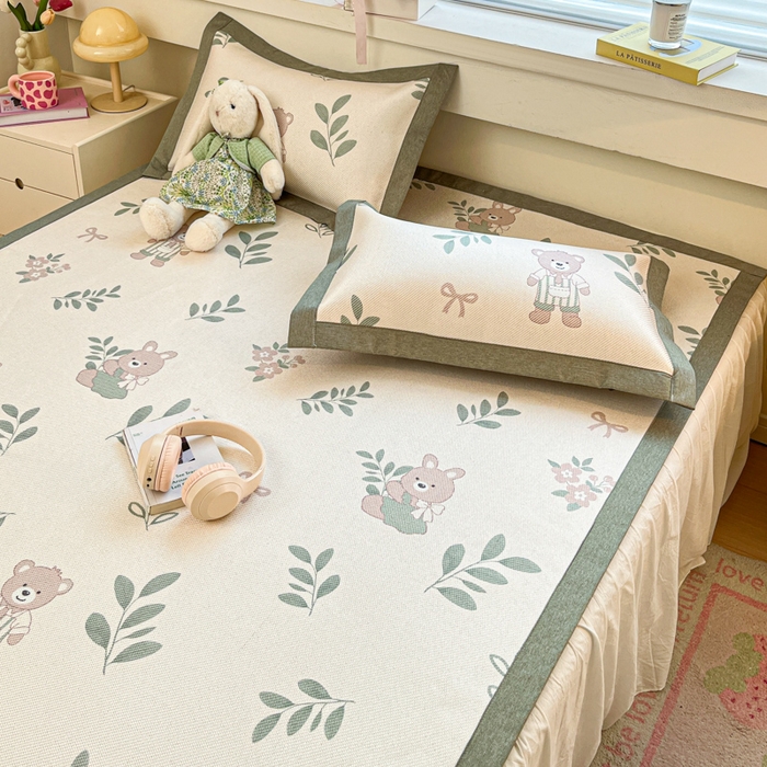 91家纺网 家纺一手货源 找家纺 迪乐妮 2025新款印花真冰藤冰凉席 丛林熊