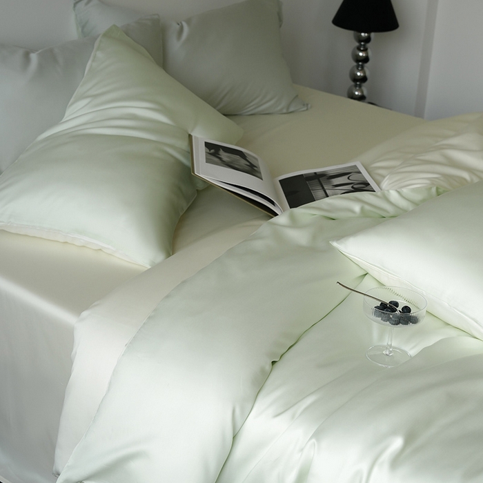 91家纺网 家纺一手货源 找家纺 简纯主义 2025新款60s兰精天丝纯色四件套 薄荷