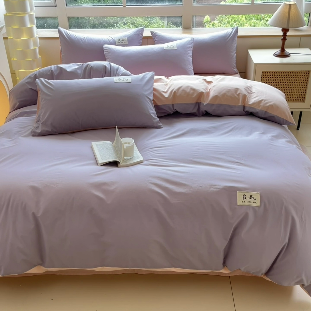 91家纺网 家纺一手货源 找家纺 （总）禧澜庭 2025新款纯棉全棉水洗棉斜纹无印风贴标四件套三件套