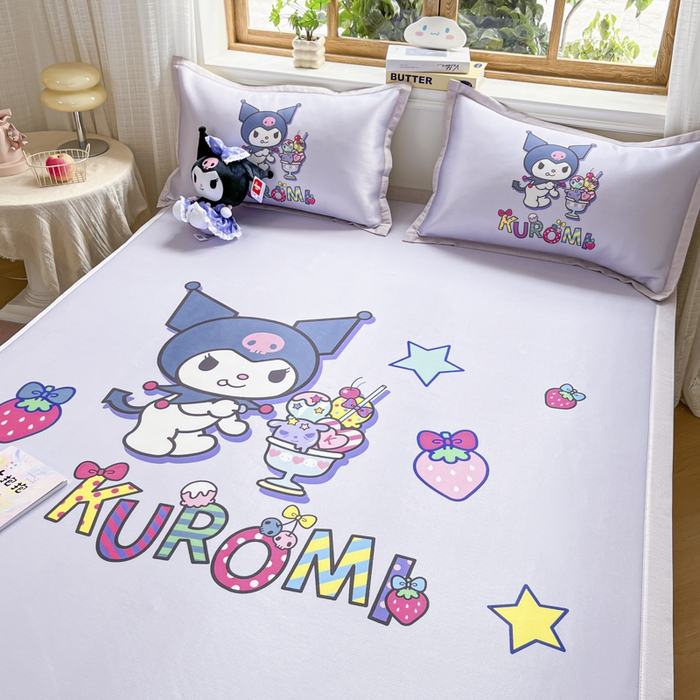 91家纺网 家纺一手货源 找家纺 博雅 2025新款三丽欧A类大版数码印花1200D冰丝凉席凉席席子 开心库洛米