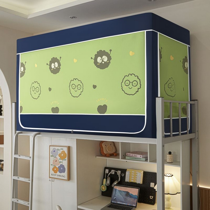 91家纺网 家纺一手货源 找家纺 2025新款学生床遮光蚊帐 绿色小煤球