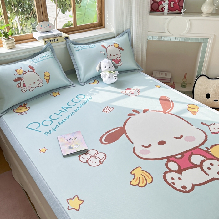 91家纺网 家纺一手货源 找家纺 博雅 2025新款三丽欧A类大版数码印花1200D冰丝凉席凉席席子 甜品帕恰狗