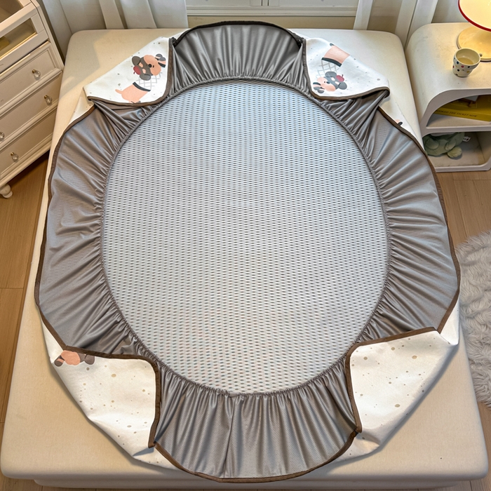 91家纺网 家纺一手货源 找家纺 迪乐妮 2025新款真冰藤印花床笠款凉席 腊肠狗