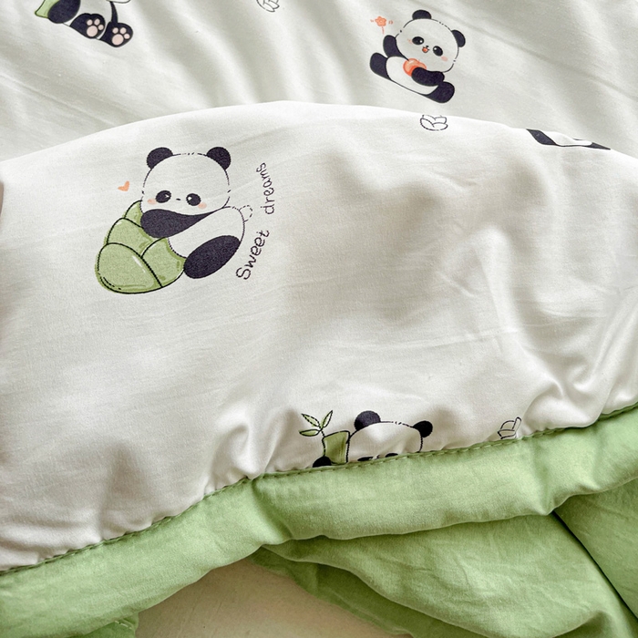 91家纺网 家纺一手货源 找家纺 富艺隆 2025新款水洗棉双层纱夏被 小熊猫