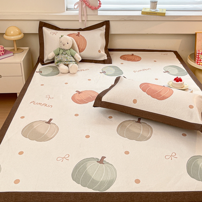 91家纺网 家纺一手货源 找家纺 迪乐妮 2025新款印花真冰藤冰凉席 波点南瓜