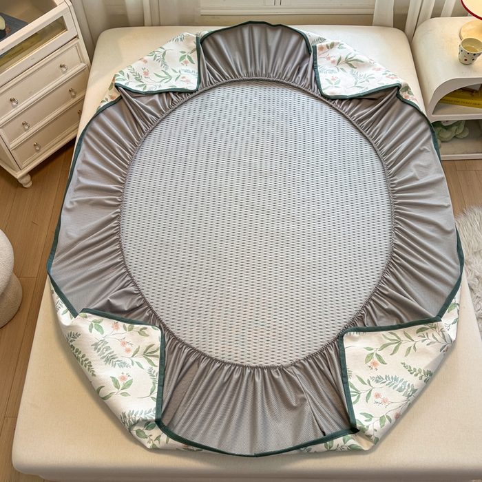 91家纺网 家纺一手货源 找家纺 迪乐妮 2025新款真冰藤印花床笠款凉席 花漫里