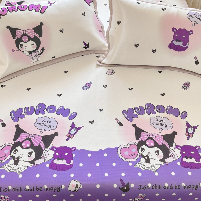 91家纺网 家纺一手货源 找家纺 博雅 2025新款三丽欧A类小版数码印花1200D冰丝凉席凉席席子 梦想库洛米