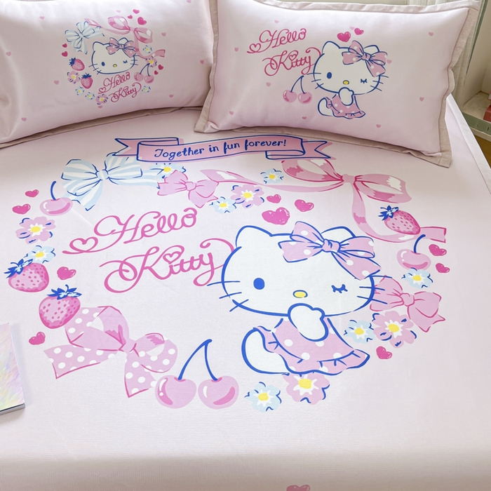 91家纺网 家纺一手货源 找家纺 博雅 2025新款三丽欧A类大版数码印花1200D冰丝凉席凉席席子 甜心KT