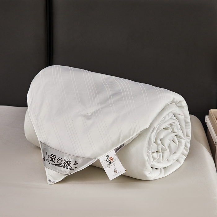91家纺网 家纺一手货源 找家纺 金同成家纺 2025新款缎条蚕丝被春秋被子母被冬被子被芯 云朵白