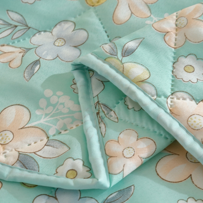 91家纺网 家纺一手货源 找家纺 富艺隆 超声波钻石绒夏被 百花齐放-绿