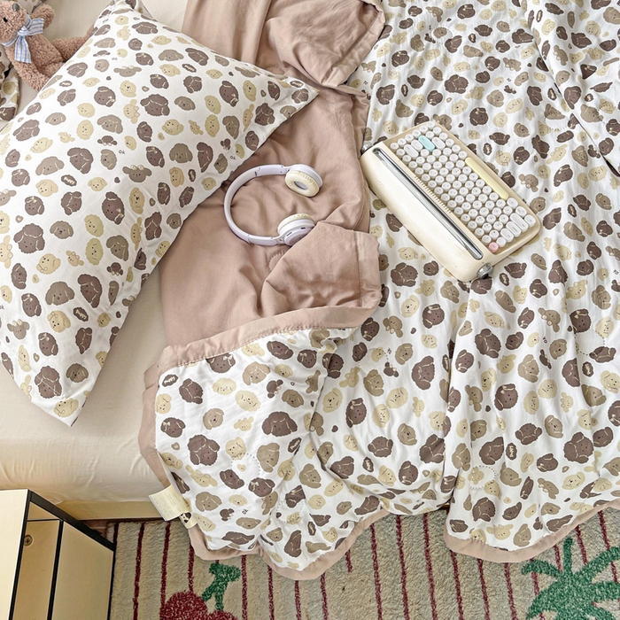 91家纺网 家纺一手货源 找家纺 富艺隆 2025新款水洗棉双层纱夏被 萌萌狗