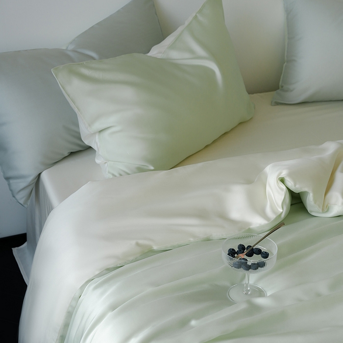 91家纺网 家纺一手货源 找家纺 简纯主义 2025新款60s兰精天丝纯色四件套 薄荷