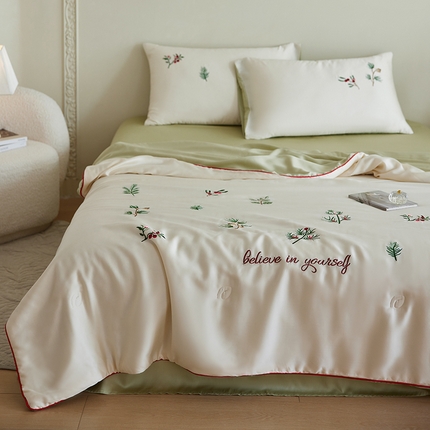 风向标家纺 2025新款50莱赛尔天丝夏被四件套（嵌绳款） 香脂冷杉