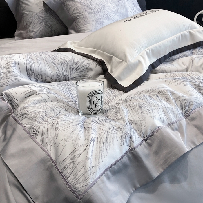 91家纺网 家纺一手货源 找家纺 佳汐蓝2025新款典雅诗意花卉全棉印花四件套券后不低于438/458元 烟火星辰-次元灰