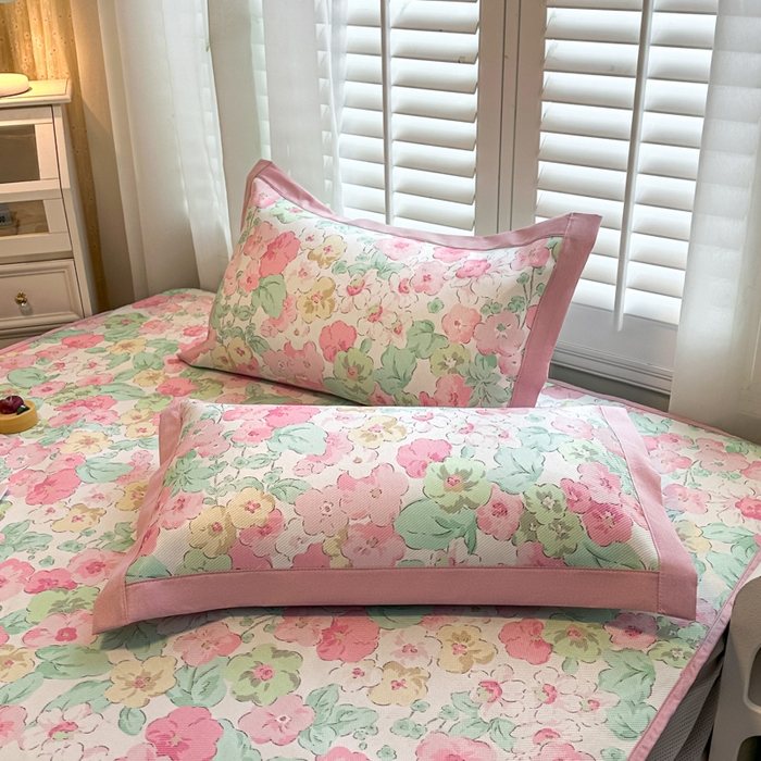 91家纺网 家纺一手货源 找家纺 迪乐妮 2025新款真冰藤印花床笠款凉席 繁花