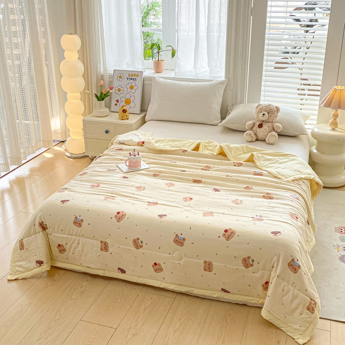 91家纺网 家纺一手货源 找家纺 好睡棉 2025新款柔软裸睡级水洗棉夏被新疆棉花被夏凉被空调被被子 奶油小熊