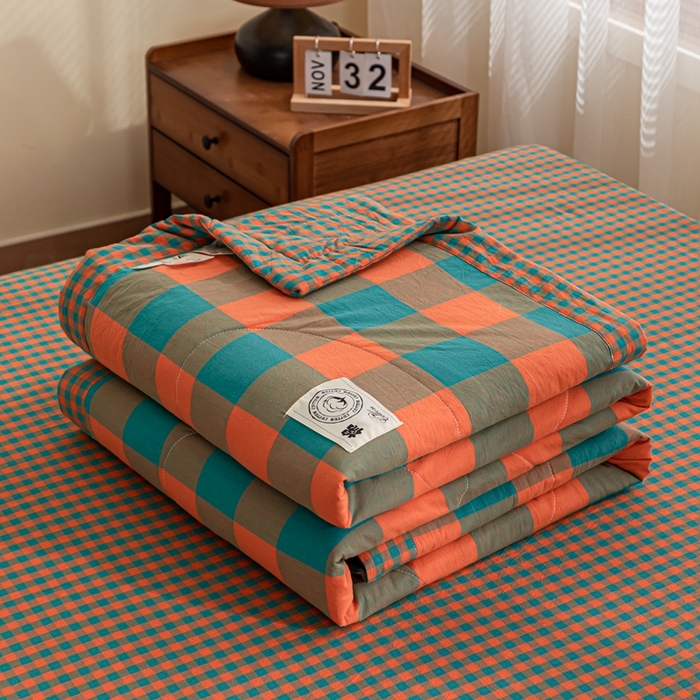 91家纺网 家纺一手货源 找家纺 鑫棉坊 2025新款全棉色织水洗棉A类棉花夏被可机洗空调被四件套床单枕套 北辰