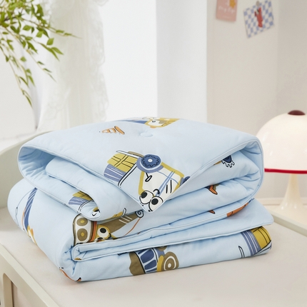 丝涟家居 2025新款A类双面针织棉卡通小清新滚绳工艺夏被小挖机