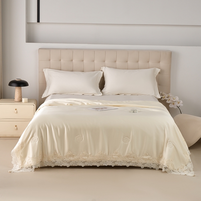 91家纺网 家纺一手货源 找家纺 （总）朴罗 （ 原岚图）  2025新款轻奢法式天丝夏凉被 （含蚕丝）