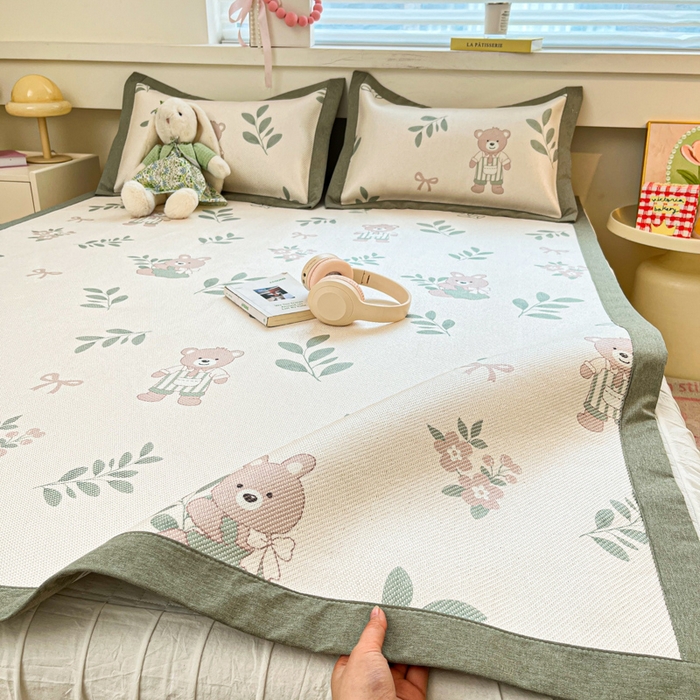 91家纺网 家纺一手货源 找家纺 迪乐妮 2025新款印花真冰藤冰凉席 丛林熊