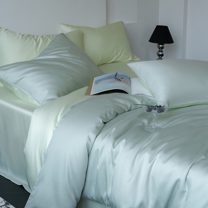 91家纺网 家纺一手货源 找家纺 简纯主义 2025新款60s兰精天丝纯色四件套 豚草