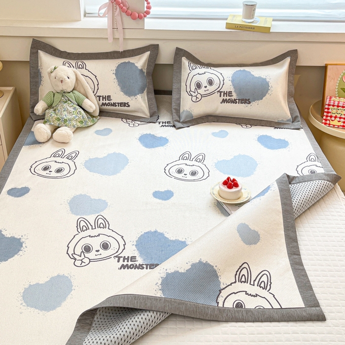 91家纺网 家纺一手货源 找家纺 迪乐妮 2025新款印花真冰藤冰凉席 小怪兽