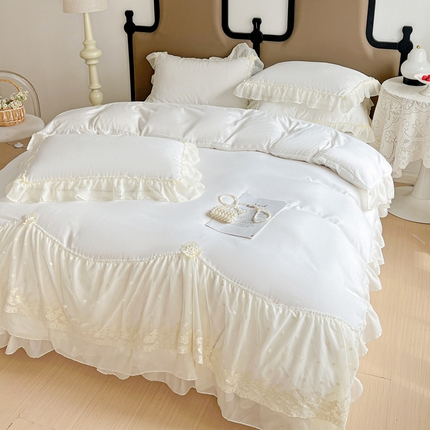 91家纺网 家纺一手货源 找家纺 （总）艺玲家纺 2025新款糯小棉爱丽莎雪纺花边四件套