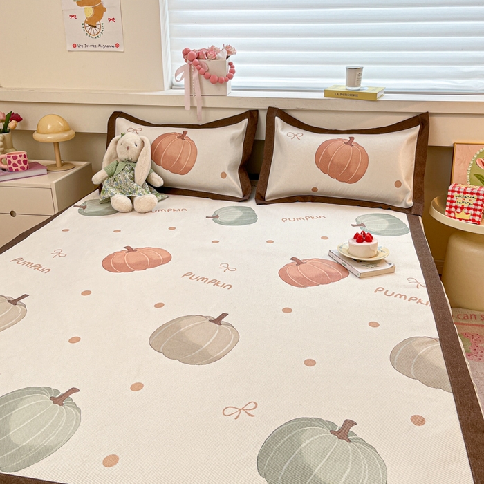 91家纺网 家纺一手货源 找家纺 迪乐妮 2025新款印花真冰藤冰凉席 波点南瓜