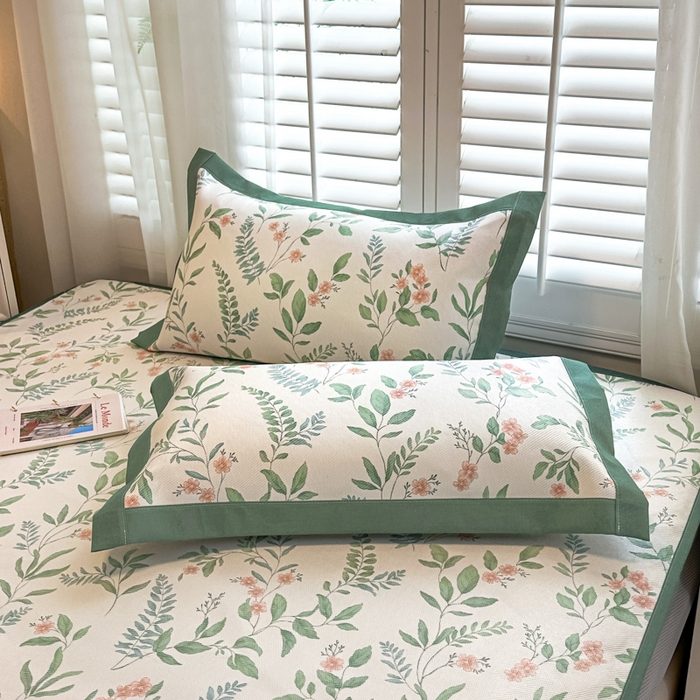 91家纺网 家纺一手货源 找家纺 迪乐妮 2025新款真冰藤印花床笠款凉席 花漫里