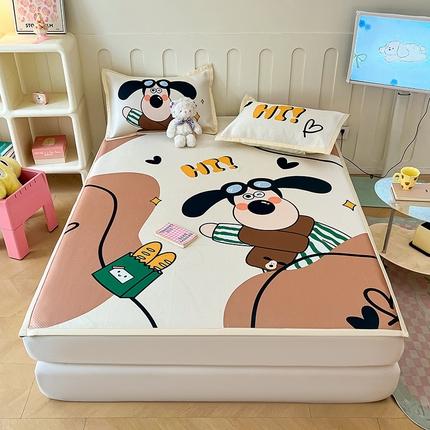 91家纺网 家纺一手货源 找家纺 （总）摩妮卡 2025新款A类大版碳光冰丝席 三件套