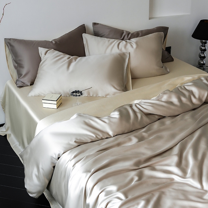 91家纺网 家纺一手货源 找家纺 简纯主义 2025新款60s兰精天丝纯色四件套 浅咖