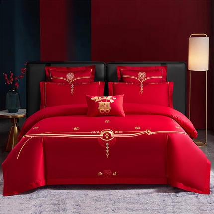 91家纺网 家纺一手货源 找家纺 （总）富之雅婚庆 2025新款全棉刺绣婚庆四件套多件套【控价销售最低不低于288元】