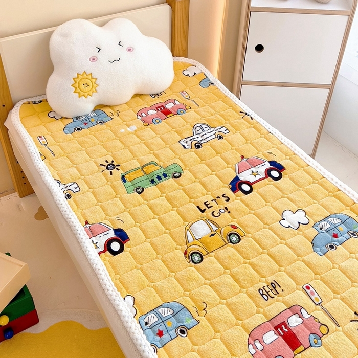 91家纺网 家纺一手货源 找家纺 梵赫家纺2024新款牛奶绒床护垫床垫幼儿园床垫儿童床垫可水洗 垫套-滴滴车队黄