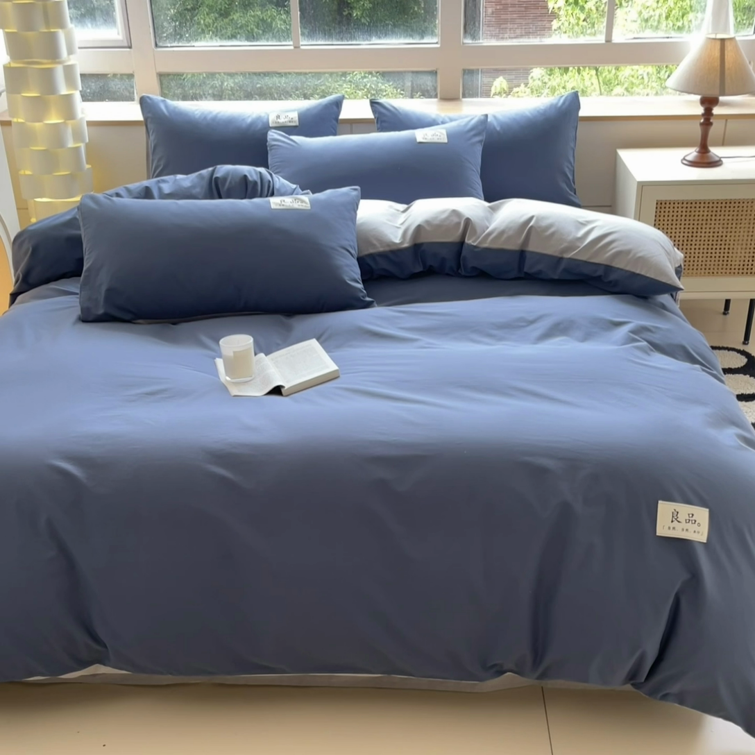 91家纺网 家纺一手货源 找家纺 （总）禧澜庭 2025新款纯棉全棉水洗棉斜纹无印风贴标四件套三件套