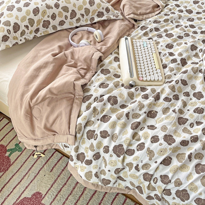 91家纺网 家纺一手货源 找家纺 富艺隆 2025新款水洗棉双层纱夏被 萌萌狗