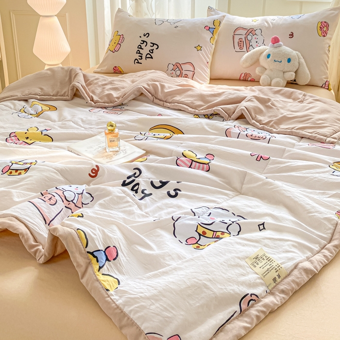 91家纺网 家纺一手货源 找家纺 2025梦初语新款水洗棉印花棉花被 欢乐派对