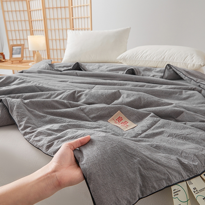 91家纺网 家纺一手货源 找家纺 熙宴家纺 2025新款纯色水洗棉新疆棉花夏被 石灰